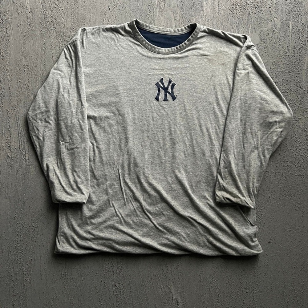 Vintage New York Yankees Long Sleeve Shirt Large Grey 2000s MLB Reversible